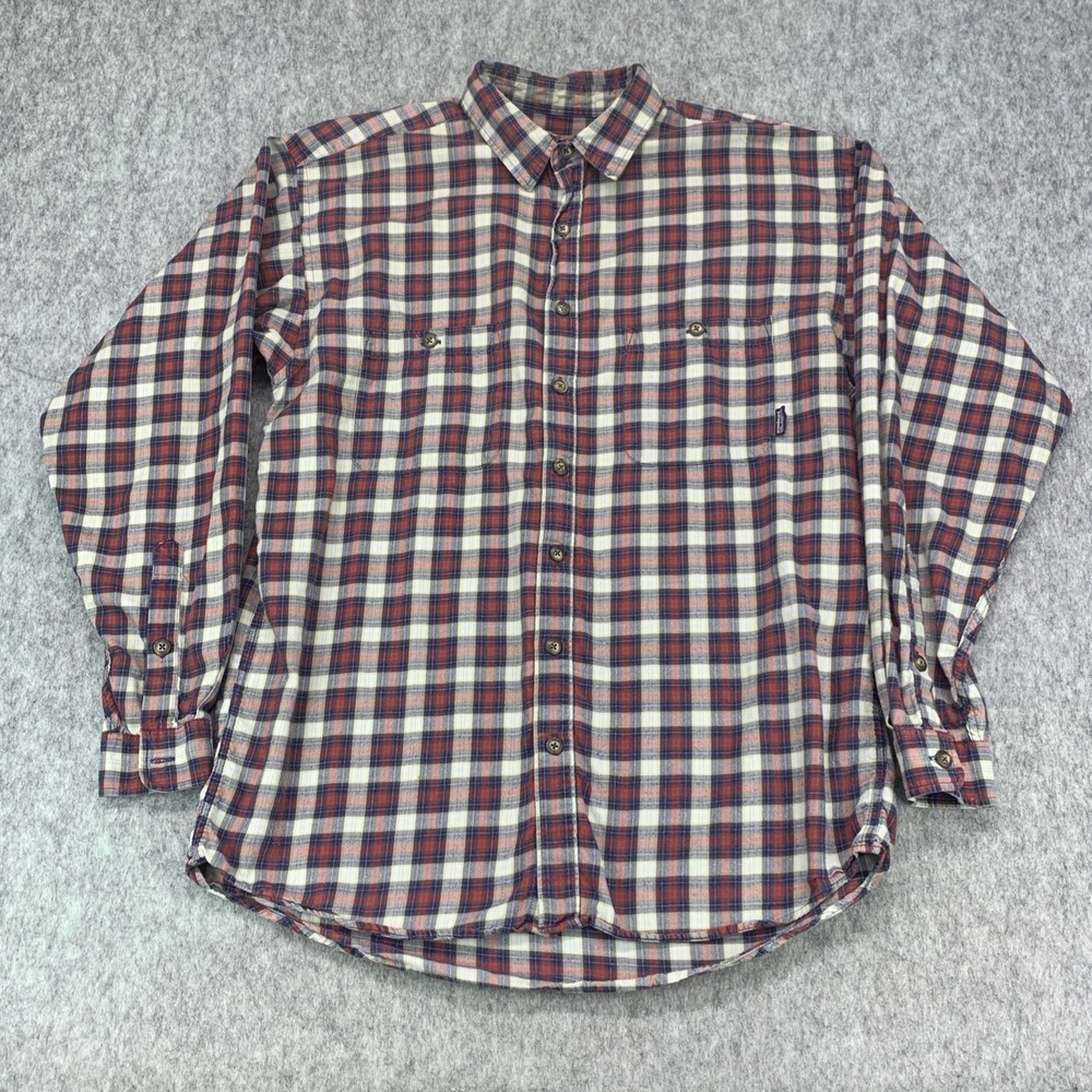 Patagonia Mens Long-Sleeved Steersman Shirt Organic Cotton Red Plaid Size M